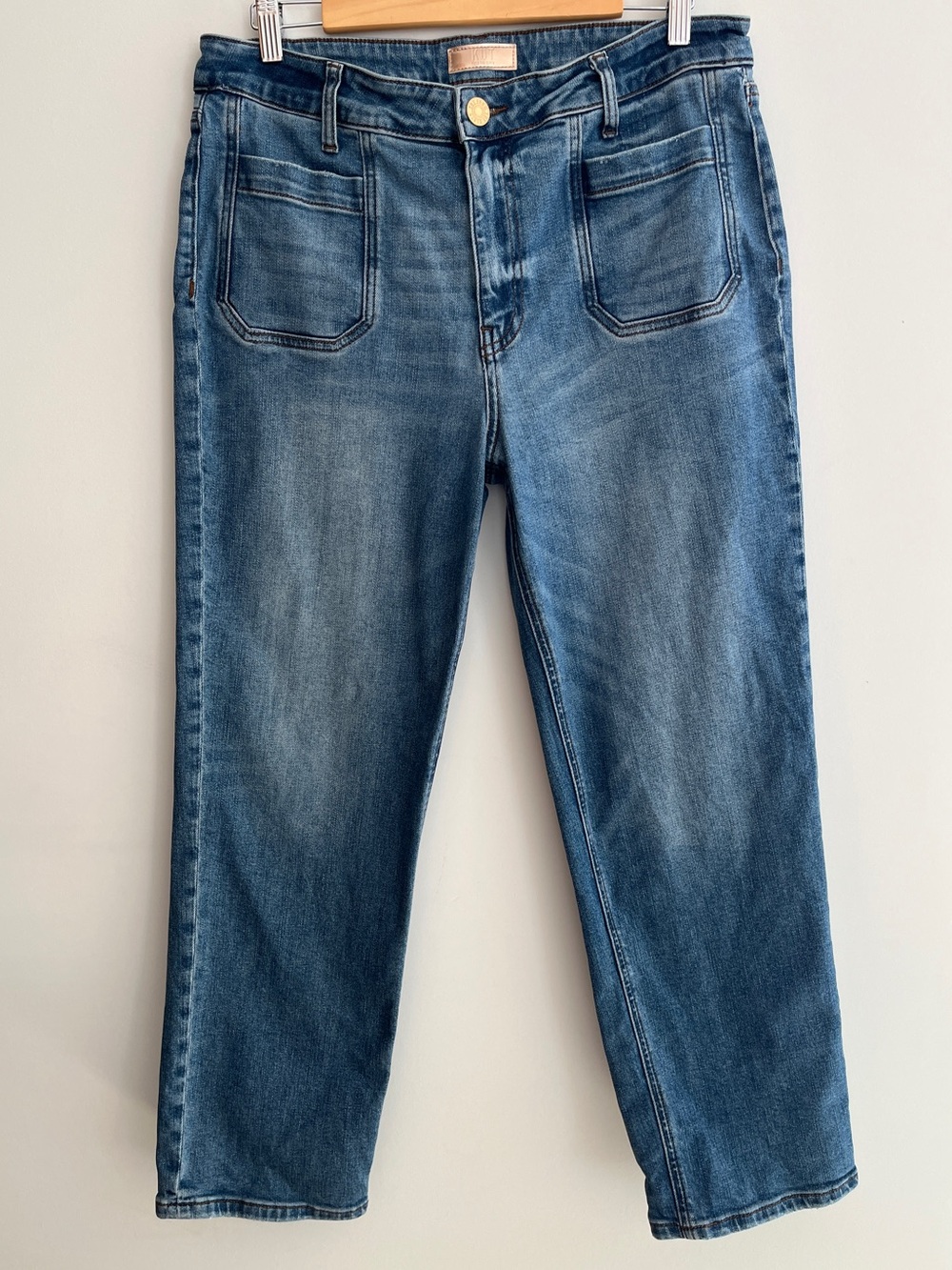 KUT FROM THE KLOTH Jeans Elizabeth Straight Leg High Rise Patch Pockets Casual